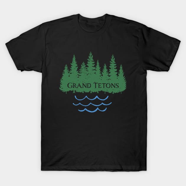 Grand Teton National Park WY Hiking Camping Tree Graphic T-Shirt by Pine Hill Goods